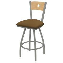 XL 830 Voltaire 30" Swivel Counter Stool with Anodized Nickel Finish, Natural Back, and Canter Saddle Seat