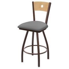 XL 830 Voltaire 30" Swivel Counter Stool with Bronze Finish, Natural Back, and Canter Folkstone Grey Seat