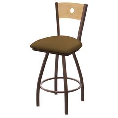 XL 830 Voltaire 30" Swivel Counter Stool with Bronze Finish, Natural Back, and Canter Saddle Seat