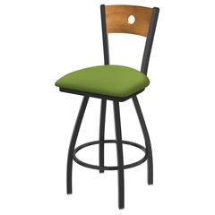 XL 830 Voltaire 30" Swivel Counter Stool with Pewter Finish, Medium Back, and Canter Kiwi Green Seat
