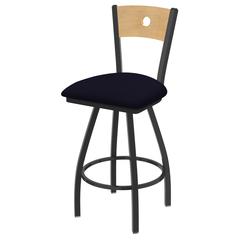 XL 830 Voltaire 30" Swivel Counter Stool with Pewter Finish, Natural Back, and Canter Twilight Seat