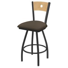 XL 830 Voltaire 30" Swivel Counter Stool with Pewter Finish, Natural Back, and Canter Earth Seat