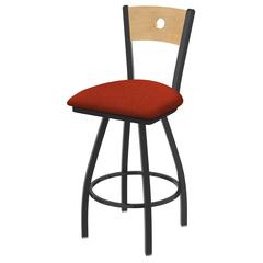 XL 830 Voltaire 30" Swivel Counter Stool with Pewter Finish, Natural Back, and Graph Poppy Seat