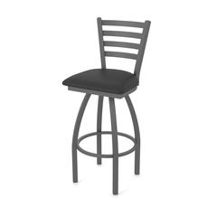 410 Jackie 36" Swivel Bar Stool with Pewter Finish and Black Vinyl Seat