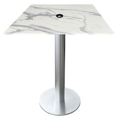 All-Season Table with 36" x 36" Square White Marble Top with Umbrella Hole