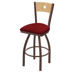 830 Voltaire 36" Swivel Counter Stool with Bronze Finish, Natural Back, and Graph Ruby Seat