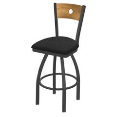 830 Voltaire 36" Swivel Counter Stool with Pewter Finish, Medium Back, and Graph Coal Seat