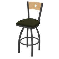 830 Voltaire 36" Swivel Counter Stool with Pewter Finish, Natural Back, and Canter Pine Seat
