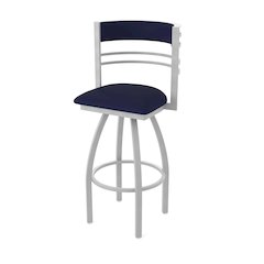 Swivel Bar Stool with Anodized Nickel Finish and Canter Twilight Seat and Back