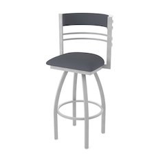 Swivel Bar Stool with Anodized Nickel Finish and Canter Storm Seat and Back