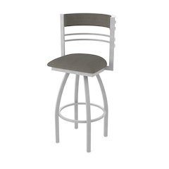 Swivel Bar Stool with Anodized Nickel Finish and Graph Chalice Seat and Back