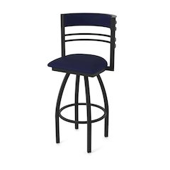 Swivel Bar Stool with Black Wrinkle Finish and Canter Twilight Seat and Back