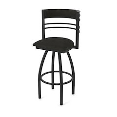 Swivel Bar Stool with Black Wrinkle Finish and Canter Espresso Seat and Back