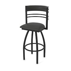 Swivel Bar Stool with Black Wrinkle Finish and Canter Iron Seat and Back