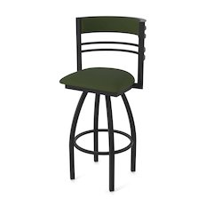 Swivel Bar Stool with Black Wrinkle Finish and Canter Pine Seat and Back