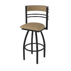 Swivel Bar Stool with Black Wrinkle Finish and Canter Sand Seat and Back