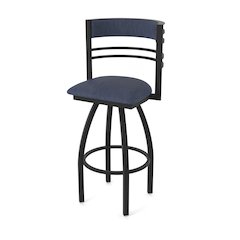 Swivel Bar Stool with Black Wrinkle Finish and Graph Anchor Seat and Back
