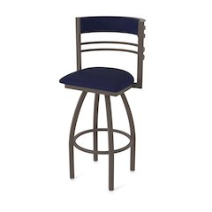 Swivel Bar Stool with Bronze Finish and Canter Twilight Seat and Back