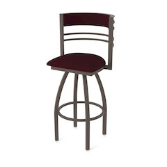 Swivel Bar Stool with Bronze Finish and Canter Bordeaux Seat and Back