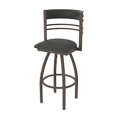 Swivel Bar Stool with Bronze Finish and Canter Iron Seat and Back