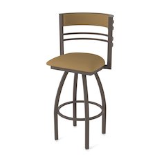 Swivel Bar Stool with Bronze Finish and Canter Saddle Seat and Back