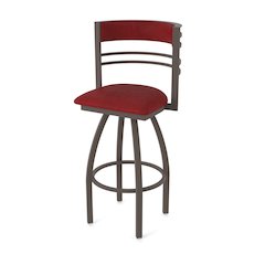 Swivel Bar Stool with Bronze Finish and Graph Ruby Seat and Back