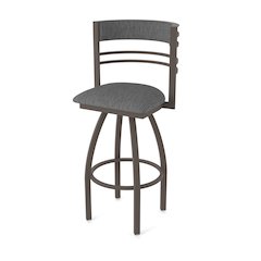 Swivel Bar Stool with Bronze Finish and Graph Coal Seat and Back