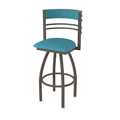 Swivel Bar Stool with Bronze Finish and Graph Tidal Seat and Back