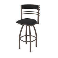 Swivel Bar Stool with Bronze Finish and Black Vinyl Seat and Back