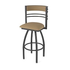 Swivel Bar Stool with Pewter Finish and Canter Sand Seat and Back