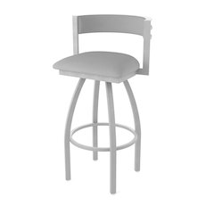 Swivel Bar Stool with Anodized Nickel Finish and Canter Folkstone Grey Seat