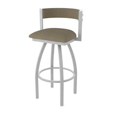 Swivel Bar Stool with Anodized Nickel Finish and Graph Cork Seat and Back