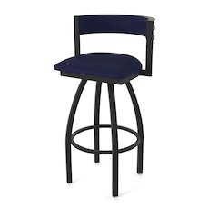 Swivel Bar Stool with Black Wrinkle Finish and Canter Twilight Seat and Back