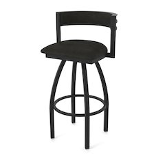 Swivel Bar Stool with Black Wrinkle Finish and Canter Espresso Seat and Back