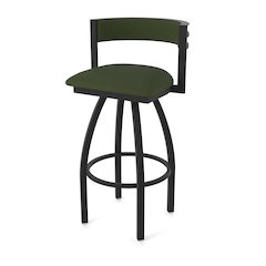 Swivel Bar Stool with Black Wrinkle Finish and Canter Pine Seat and Back