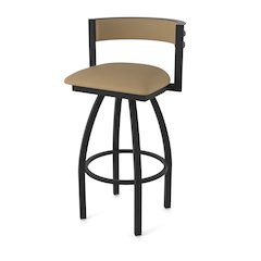 Swivel Bar Stool with Black Wrinkle Finish and Canter Sand Seat and Back