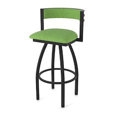 Swivel Bar Stool with Black Wrinkle Finish and Graph Parrot Seat and Back