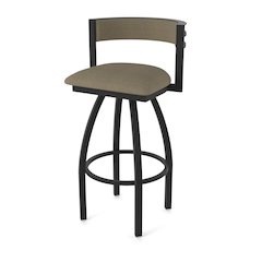 Swivel Bar Stool with Black Wrinkle Finish and Graph Cork Seat and Back