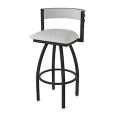Swivel Bar Stool with Black Wrinkle Finish and Graph Alpine Seat and Back
