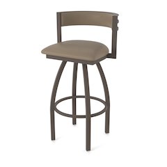 Swivel Bar Stool with Bronze Finish and Canter Earth Seat and Back