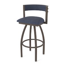 Swivel Bar Stool with Bronze Finish and Graph Anchor Seat and Back