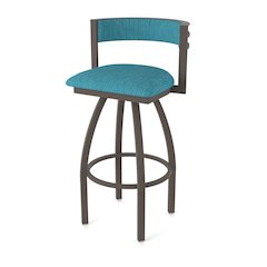 Swivel Bar Stool with Bronze Finish and Graph Tidal Seat and Back