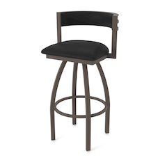 Swivel Bar Stool with Bronze Finish and Black Vinyl Seat and Back