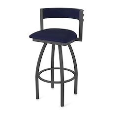 Swivel Bar Stool with Pewter Finish and Canter Twilight Seat and Back
