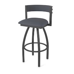 Swivel Bar Stool with Pewter Finish and Canter Storm Seat and Back