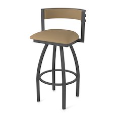 Swivel Bar Stool with Pewter Finish and Canter Sand Seat and Back