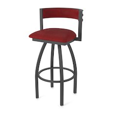 Swivel Bar Stool with Pewter Finish and Graph Ruby Seat and Back