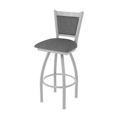 Swivel Bar Stool with Anodized Nickel Finish and Graph Coal Seat and Back