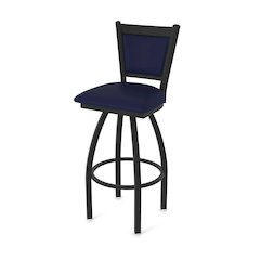 Swivel Bar Stool with Black Wrinkle Finish and Canter Twilight Seat and Back