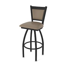 Swivel Bar Stool with Black Wrinkle Finish and Canter Earth Seat and Back